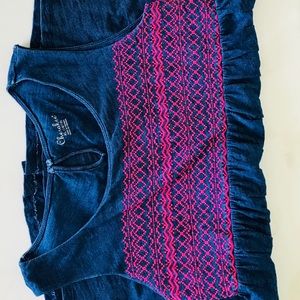 An adorable Cherokee blue and pink blouse